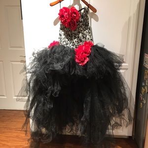 Fluffy tule corseted dress.